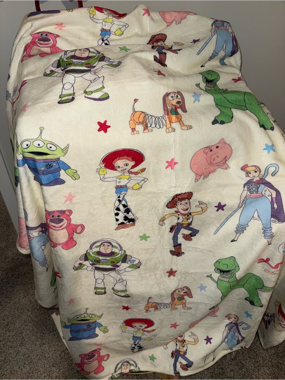 Toy Story Kids Cream blanket with Character Print - Unbranded